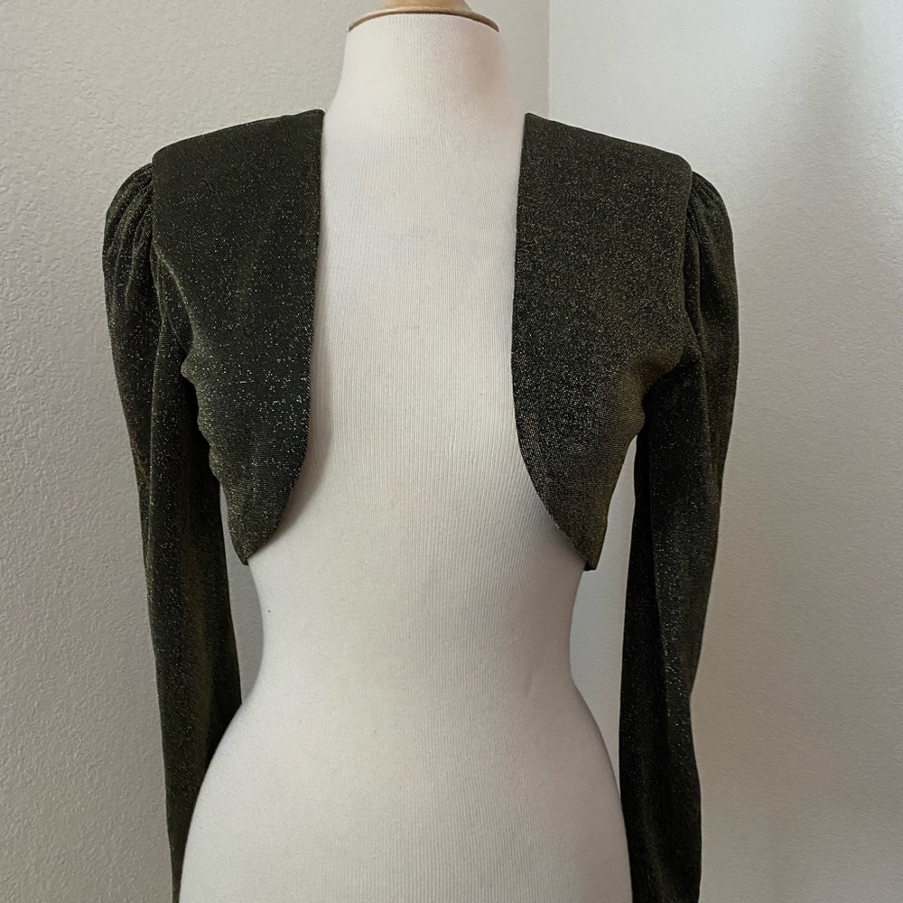 Cache Stylish Green Shimmery Bolero Jacket